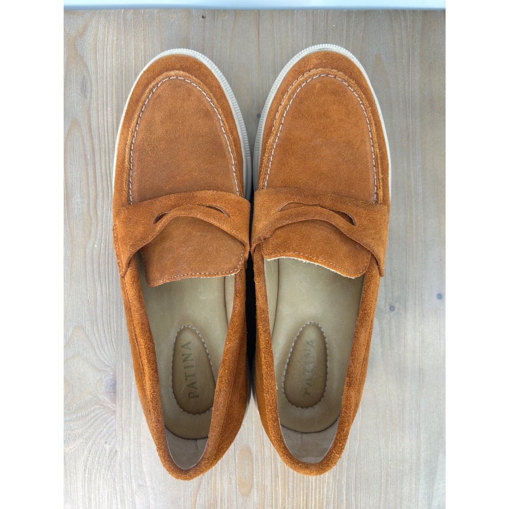 Patina Womens Chunky Brown Suede Leather Lug Sole Penny Loafers Size 11 - Picture 5 of 9